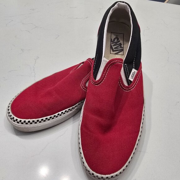 Vans Classic Slip-On Checkerboard Skate Shoes - red and black colorway - Picture 5 of 9